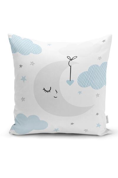 Realhomes Baby Room Pillowcase with Hello Writing on Blue and White Floor