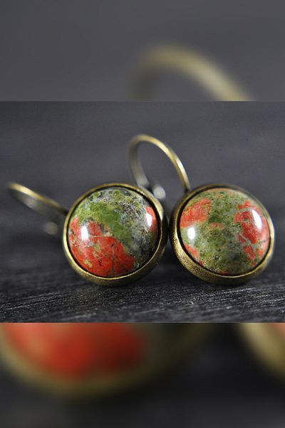 LADYMİRAGE Unakit Natural Stone Bronze Earrings
