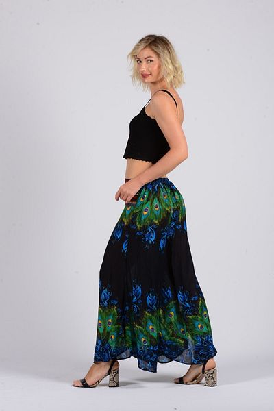 Gezgin tekstil ve aksesuar Women's Peacock Patterned Spanish Leg Rayon Shalwar