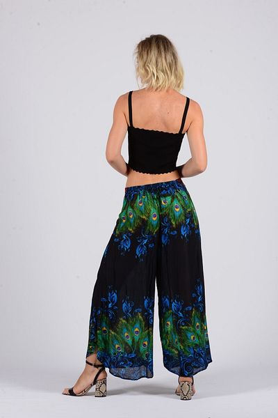 Gezgin tekstil ve aksesuar Women's Peacock Patterned Spanish Leg Rayon Shalwar