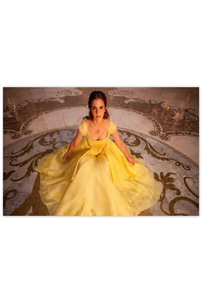 Cakatablo Ahşap Tablo Emma Watson Sarı Elbiseli -35-50 Cm
