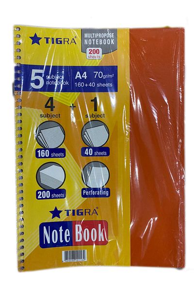 Tigra 4+1 Compartment Notebook 200 Yp Orange