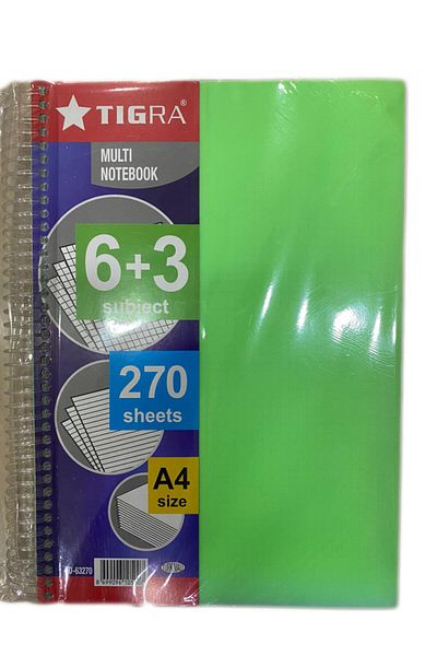 Tigra 6+3 Compartment Notebook 270 Yp Green