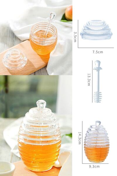 Pazarika Kovan Şekilli 3 Parça Akrilik Bal Kavanozu