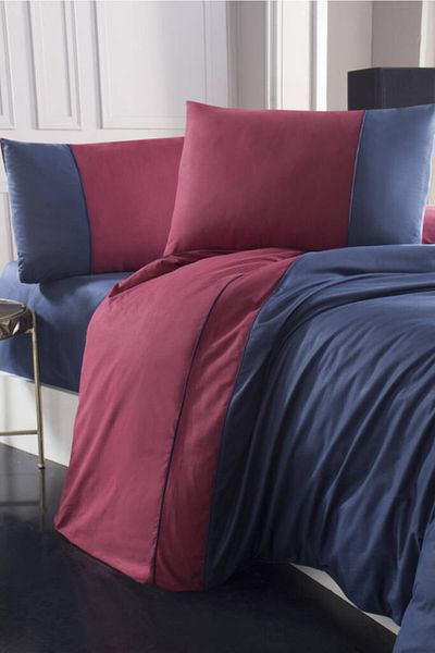 Altınbaşak Navy Blue Claret Red Double Color Duvet Cover Set