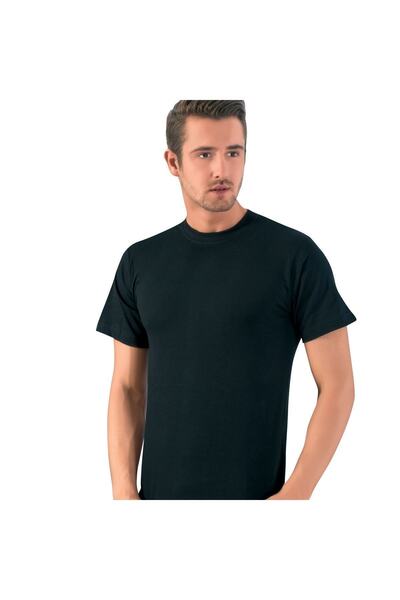 LÜXDRM قميص داخلي رجالي فاخر من القطن الممشط برقبة دائرية مكون من قطعتين