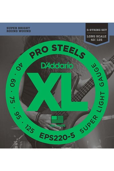 Daddario Eps220-5 Bass String Set Prosteel 40-125 5 Strings