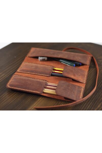Hi Leather Dika Genuine Leather Pen Holder Rose