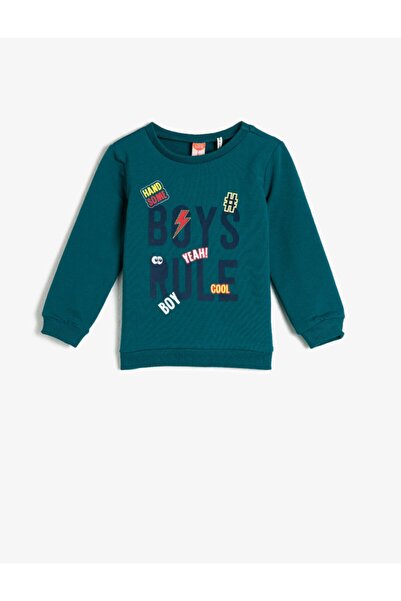 Koton Baumwoll-Sweatshirt mit Rundhalsausschnitt und Buchstabendruck für Babys (Jungen).
