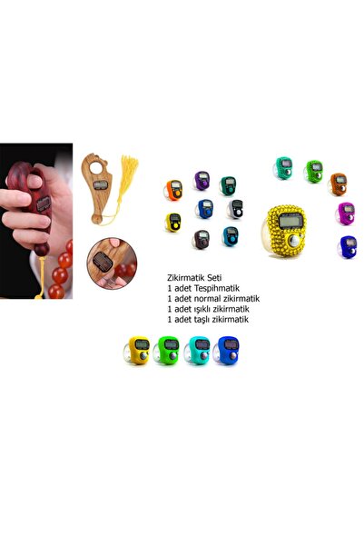 Ahşap Tesbihler Zikirmatik Set- Tespihmatik- Normal- Taşlı Zikirmatik