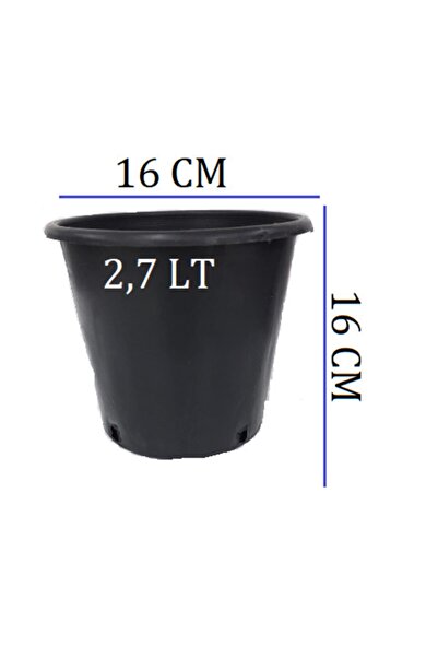 Ekodoğa Üretim Saksısı 3 Adet 16x16 Cm 2,7 Lt Plastik Saksı Siyah Üretim Saks...