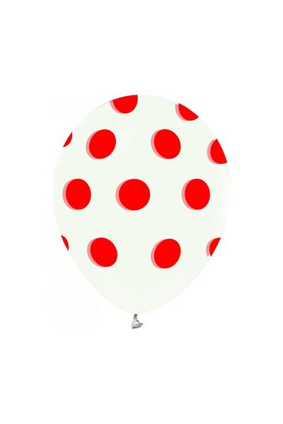 Festivall Party Balon Şeffaf Kırmızı Puantiyeli 10'lu