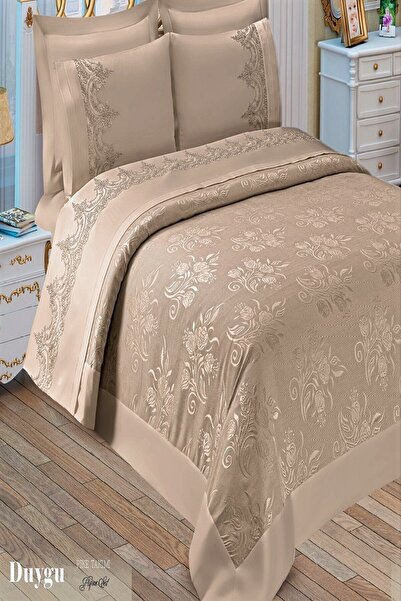 Arkur Home Duygu Fransız Dantelli Pike Takımı Kapiçino 6 Parça