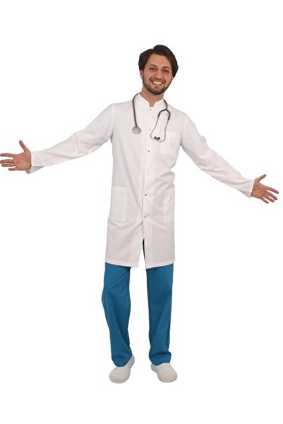 Emel Tekstil Doktor Erkek Beyaz Hakim Yaka Uzun Boy Uzun Kol Terikoton Forma