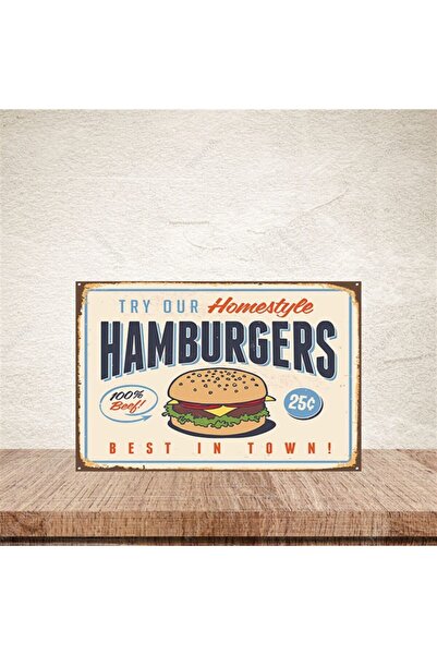 TAKIFİX Hamburgers 20-30 Cm Retro Ahşap Poster
