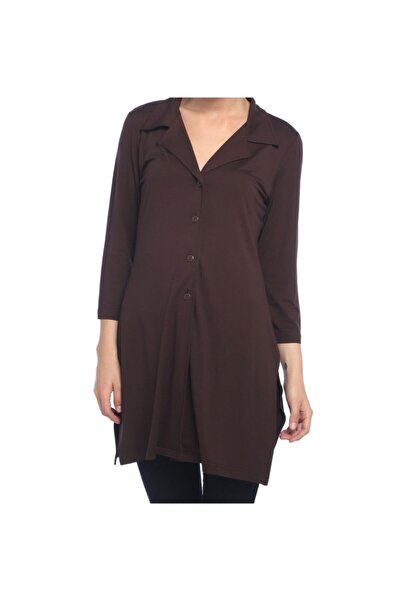 Bulalgiy Kadın Kahve Uzun Ceket-hırka - Bga157872