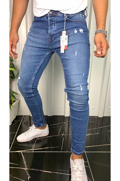 MARTIN MIX'S Blugi pentru bărbați cu lycra albastră skinny