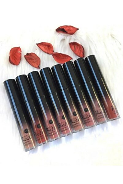 Roesıa Rose Cosmetics Rose 8 Adet Fırçalı Ruj Serisi Lip Gloss Kiss Yarı Siyah