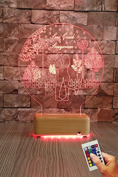 Vipyol Aşk Bahçesi Tasarımlı 3d Led Gece Lambası 16 Renk Sevgliye Hediye