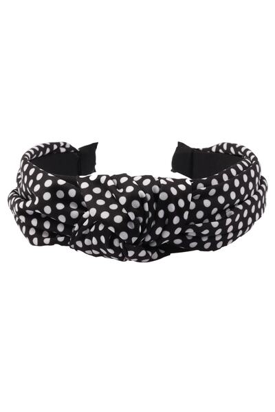 hahai accessories Women's Black Wide Band Polka Dot Knotted Crown Buckle