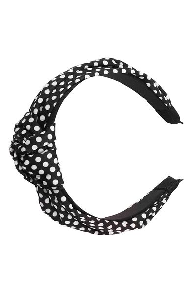 hahai accessories Women's Black Wide Band Polka Dot Knotted Crown Buckle
