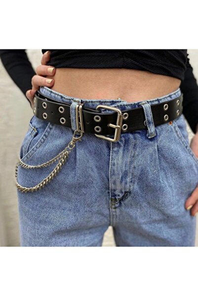 Mistix Kadın Siyah Zincirli Kemer