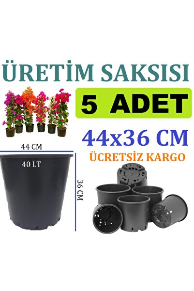 Ekodoğa Üretim Saksısı 5 Adet 44x36 Cm 40 Lt Plastik Saksı Siyah Üretim Saksı...