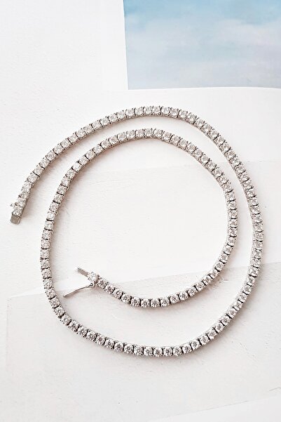 MorMajor Silver Ithal 3 Mm Su Yolu Taşlı Gümüş Kolye