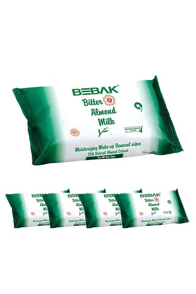 Bebak Bitter Almond Makeup Removal Wipes 20 Pieces X 5
