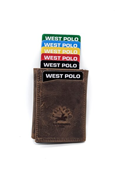 Westpolo Genuine Leather Unisex Mechanismed Wallet Card Holder