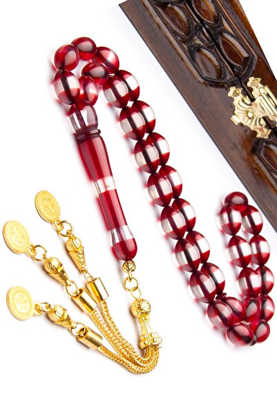 OTTOTESBİH Mărgele de rugăciune din alpaca cu ciucuri croială roșu transparen...