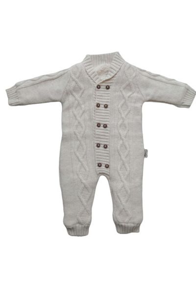 Puppis Baby Cream Shawl Collar Welsoft Knitwear Jumpsuit