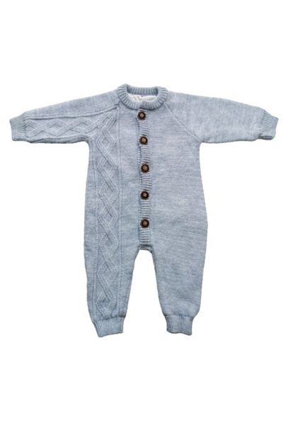 Puppis Baby Baby Boy Blue Combed Cotton Lined Knitwear Jumpsuit
