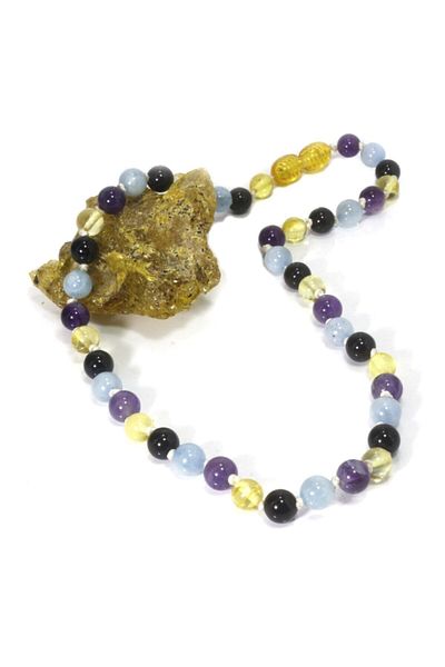ILGIN DOĞAL TAŞ TAKI Drop Amber Mixed Natural Stone Baby Necklace