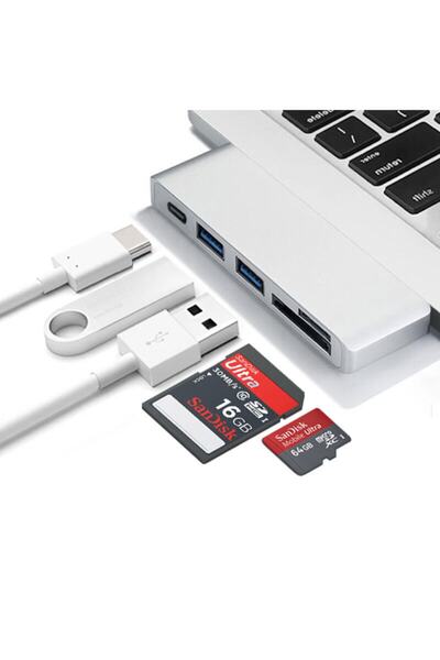 Alfais 4401 Type C Usb 3.1 Hub Kart Okuyucu Sd Microsd Usb 3.0 Çevirici Çoklayıcı Adaptör