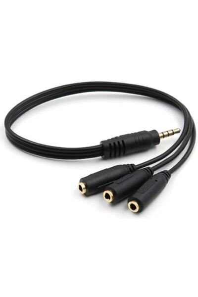 Alfais 4300 Kulaklık Mikrofon Çoklayıcı 3 Port 3.5mm Splitter Çevirici Dönüştürücü Adaptör