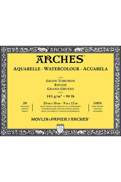 Arches كتاب ألوان مائية كتلة الخام - نسيج سميك 185 غرام23x31 سم20 ورقة