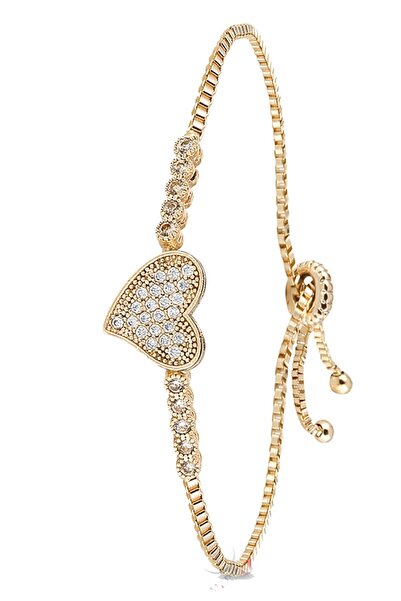 Polo Air Sarı Zirkon Taşlı Ayarlanabilir Asansörlü Kadın Kalp Bileklik