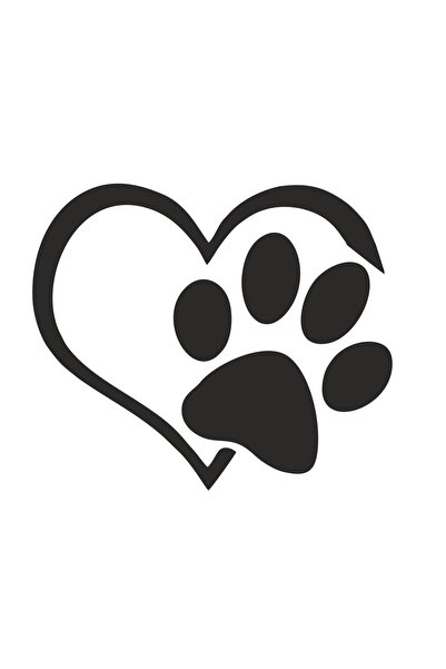 Sticker Fabrikası Men's Paw and Heart Sticker 00436 12 x 10 cm