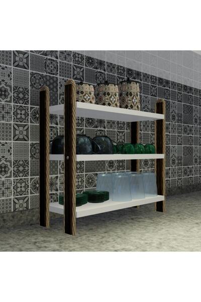 Fokai Wood Urgan Dekorlu Ahşap Tezgah Üstü Raf