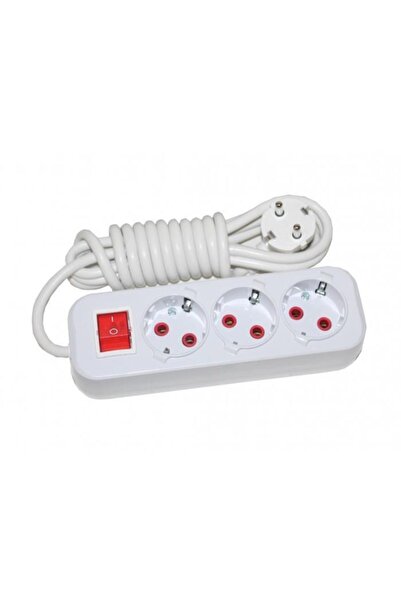 YAKUT 3'lü Ara Kablo Anahtarlı Topraklı Grup Priz (7 Metre) Priz He