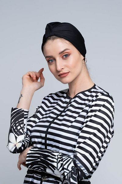 Minel Women's Black Ready Wrapped Sea Bonnet