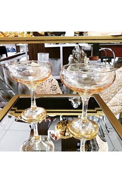 Paşabahçe 6'lı El Dekoru Yaldızlı Cam Dondurmalık, Cam Dondurma Kasesi, Çerezlik