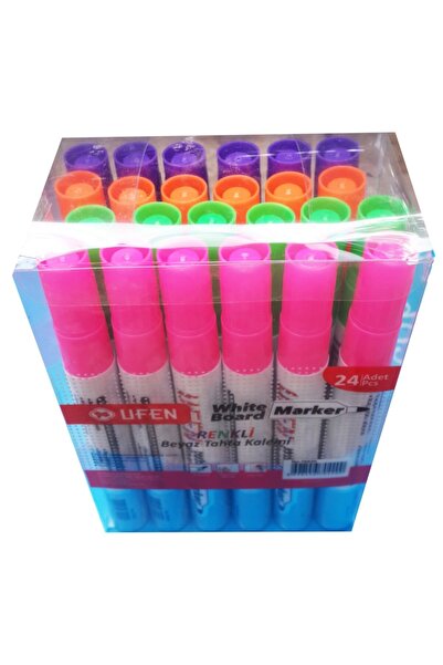 UFEN 24 Adetli Paket Renkli Beyaz Tahta Kalemi 4 Renk