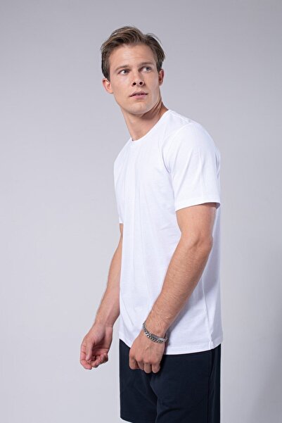 IAMNOTBASIC Erkek Beyaz Bisiklet Yaka John T-shirt