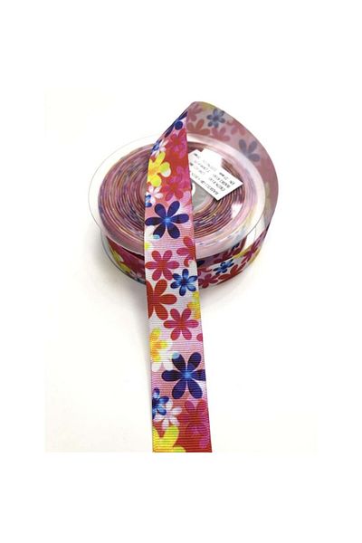 Hobigram Κορδέλα Grosgrain με μοτίβο λουλουδιών 2,5 cm – Ειδικό σχέδιο, αξεσουάρ, ποιοτική παραγωγή, εντυπωσιακό στυλ