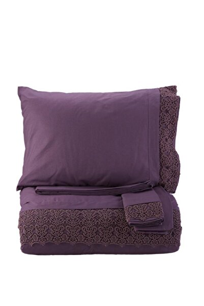 Karaca Home Mürdüm Valeria Dantelli Çift Kişilik Nevresim Takımı