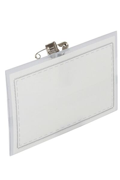 KRAF Beyaz Yatay Şeffaf İğneli Klipsli Sert Yaka Kartı 505g 56x86