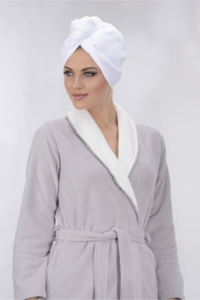 PROSLİM Towel Hair Drying Cap - Buttoned - Microfiber - White - 3-Piece