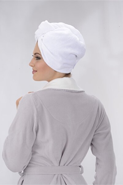 PROSLİM Towel Hair Drying Cap - Buttoned - Microfiber - White - 3-Piece